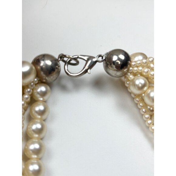 Multi-Strand Faux Pearl Necklace With Lobster Clasp - Picture 8 of 10